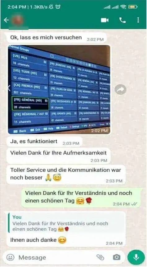 WhatsApp message from a customer 5